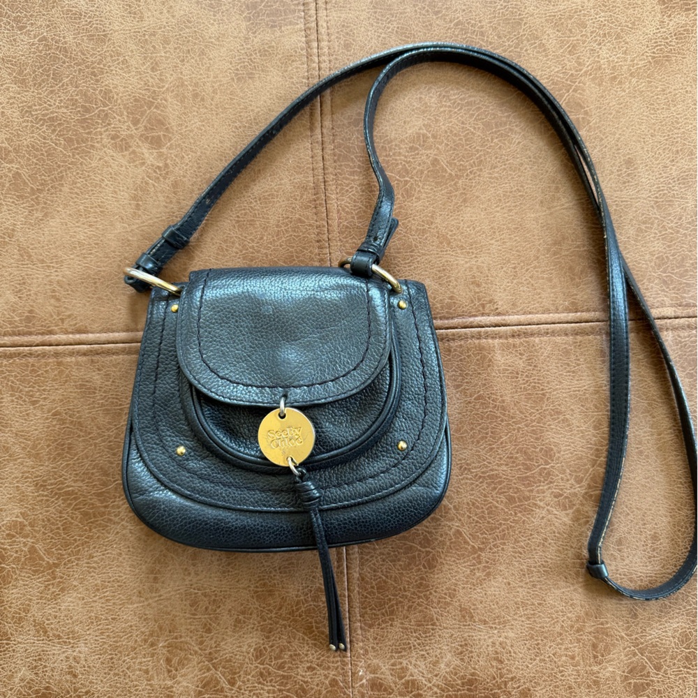 See By Chloe Black Crossbody Bag with Gold Accents